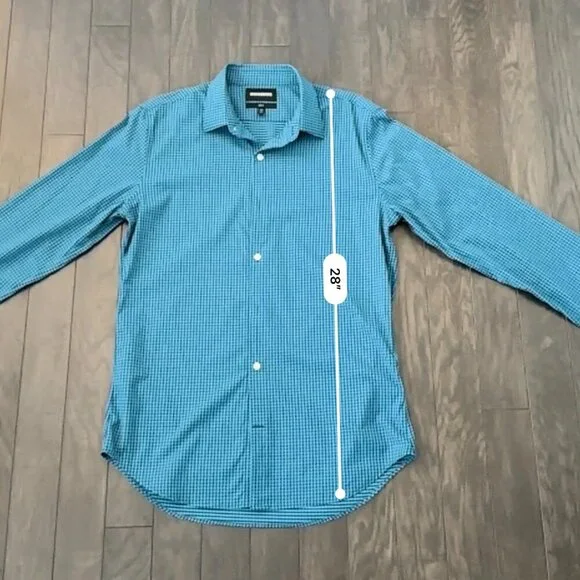 Bonobos Blue Check Slim Fit Medium Long Men's Shirt - Picture 11 of 11